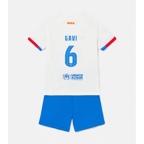 Maillot de foot Barcelona Paez Gavi #6 Extérieur enfant 2023-24 Manches Courte (+ pantalon court)